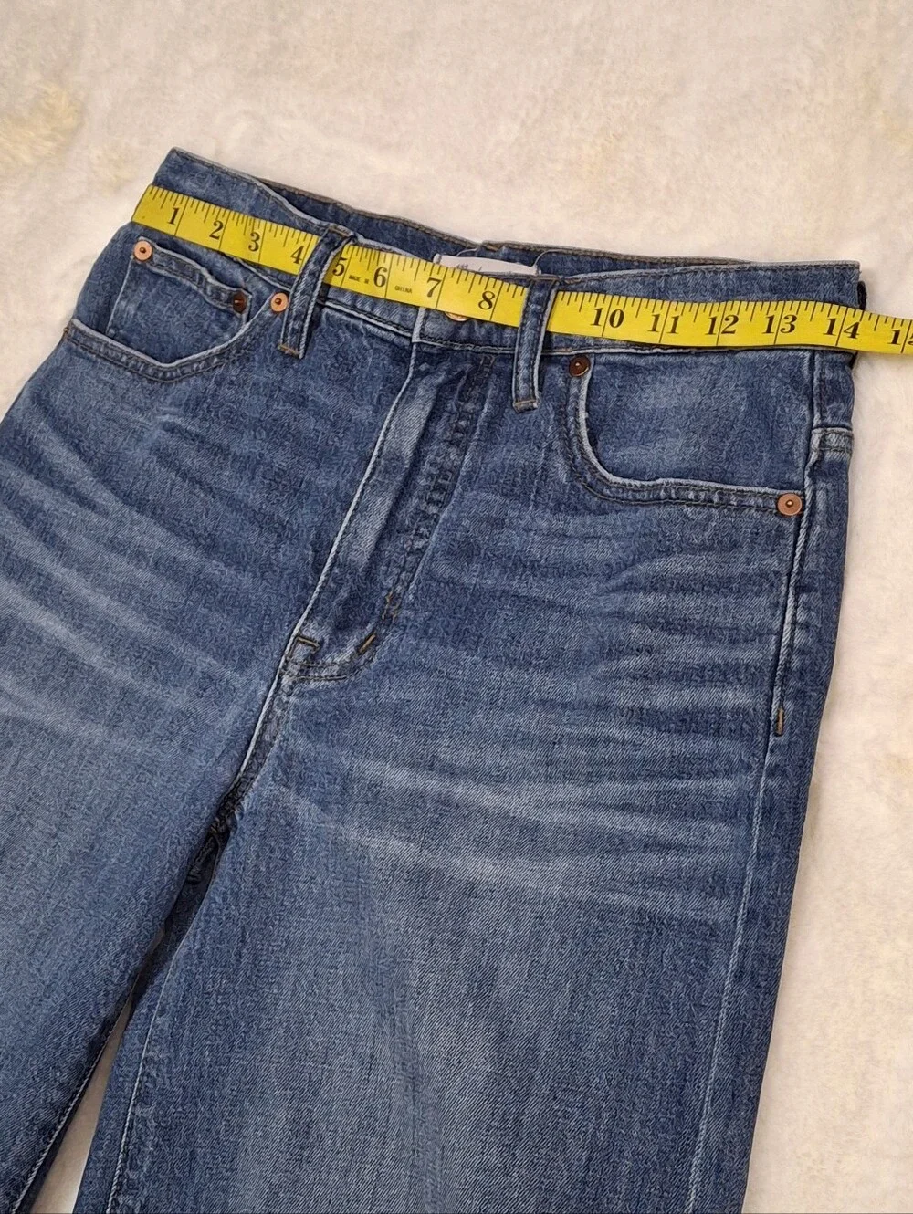 Madewell G7204 Bainbridge Wide-Leg Crop Blue Denim Jeans Women Size 27 - Picture 9 of 16